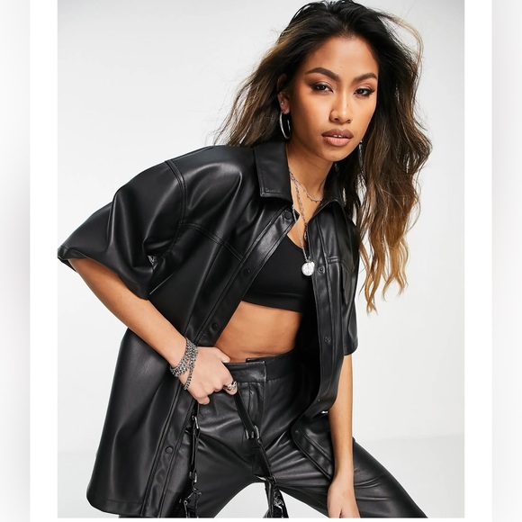 Topshop Faux leather Shirt - Picture 3 of 6
